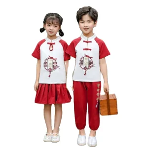 Han Chinese Clothing Children’s Choral Performance Style Recitation Tang Suit Summer Student Ancient Costume National Wear