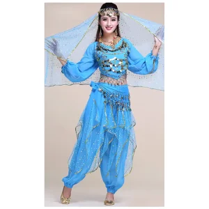 Handmade Beaded Egyptian Belly Dance Dress Indian Fabric 1-Piece for Girls and Adults