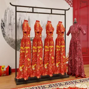 Hanfu and Qipao Formal Dress Display Stand Art Deco Golden Metal Multi-functional Photo Studio Garment Display