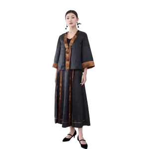 High Grade Women’s Traditional Chinese Autumn Trousers Lightweight Silk Comfortable Tang Suit with Classical Elements