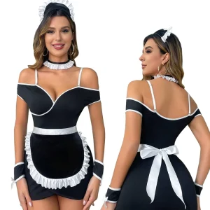 High Quality Adult Girls Night Club Wear Maid Uniform Dress Sexy bar Servant Costume Lingerie for Women