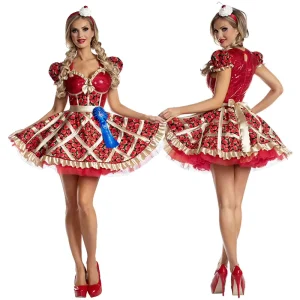 High Quality Alice’s Adventures in Wonderland Cosplay Red Gothic Short Dress Halloween Woman