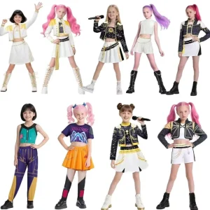 High Quality Anime Kpop Demon Hunter Cosplay Costume Rumi Zoey Mira Cosplay Girls Style Kids Stage Performance Clothes Halloween