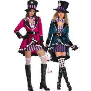 High Quality Polyester Halloween Adult Womens Magician Performance Costume Cosplay Animal Trainer Stage Womens Dress