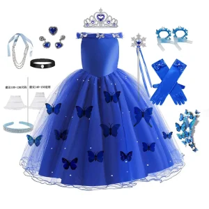 High Quality Princess Dress Children’s Halloween Party Costume Blue Dress TV&Movie Role playing Cindy Dress