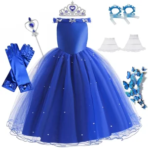 High Quality Princess Dress Children’s Halloween Party Costume Blue Dress TV&Movie Role playing Cindy Dress