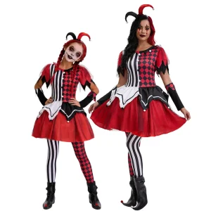 High Quality Women’s Clown Dress Costume Kids Girls Creepy Dress Stage Performance Party Fancy Dress