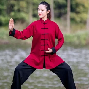 High quality Traditional Chinese Tang Suit Martial Arts Wear Unisex Red