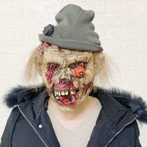 Horror Zombie Latex Masks with Hat Wigs Halloween Cosplay Monster Costume Scary Bloody Party Supplies