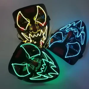Hot Selling Plastic Ghost Horror Mask LED Bar Party Prom Props EL Cold Light Luminous Mask Halloween Party Supplies