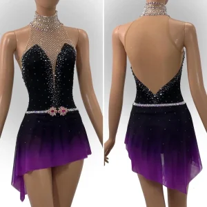 Ice Skating Dress Girls WomenBallroom Dance Costumes Women Crystals Competition Figure Skating Dress Teens