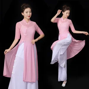 Improved Women’s Chinese style Stage Performance Elegant Classical Dance TOP AND PANTS
