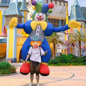 Inflatable Clown Walking Mascot Costume in Bold Colors Waterproof 8 10 ft for Carnival Performances and Holiday Parades
