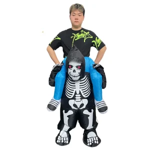 Inflatable Ghost Skull Tyrannosaurus Rex Skeleton Costume for Adults