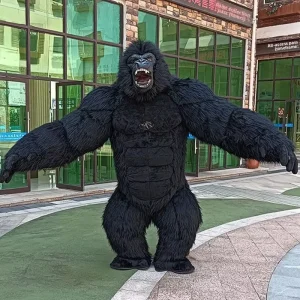 Inflatable Gorilla Mascot Costume for Adults Plush Black Suit