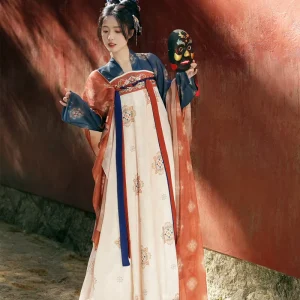 JEFFERY Hanfu Dress Chinese Traditional Dress Tang Dynasty Hanfu Female restoration Style Chest length Skirt Set Chinese Wedding