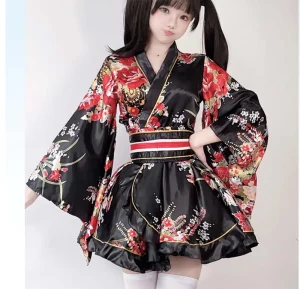 Japanese Floral Printed Bathrobe Kimono Dress for Women TRAD-001