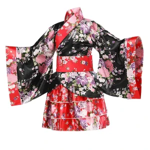 Japanese Geisha Costume Kimono Yukata Robe Kimono Japanese Traditional Print Flower Cosplay Costume Anime Haori Yukata Dress