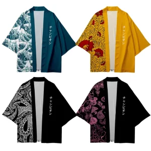 Japanese Kimono Bathrobe Cashew Flower Wave Pattern 3D Printed Cape Clothing Men Women New Fashion Trend Adults Halloween