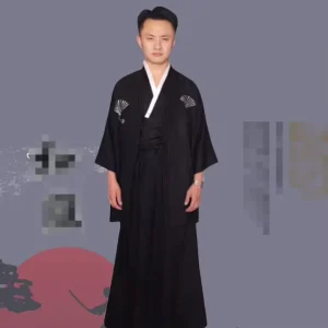 Japanese Kimono Men’s Traditional Costume Playing Samurai Uniform Stage Performance Clothing Polyester Winter