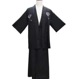 Japanese Men’s Kimono Formal Wear Traditional Costume Set for Stage Performance