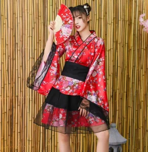Japanese Traditional Kimono Anime Cosplay Costume for Women and Girls