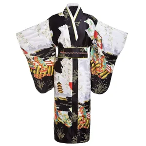 Japanese Traditional Women’s Yukata Kimono Bathrobe Gown Vintage Performance Dress
