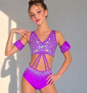 Jazz Lyrical Dance Costume Custom Made Spandex Polyester Mesh Women’s Adult Stage Outfit for Competitions Team Uniform