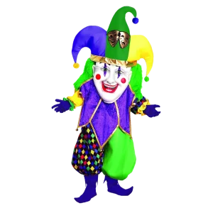 Jester Big Head Costume, Colorful Clown Mascot Outfit for Carnival Performances and Halloween
