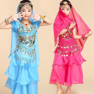 Jh190 Children’s Indian Dance 6PCS Performance Clothing Kindergarten Girls’ Belly Dance Tianzhu Girls’ Ethnic Dance Clothing