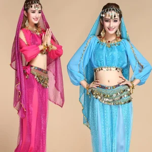 Jh947 Women’s Belly Dance Costume 6-Piece Stage Performance Dance Suit