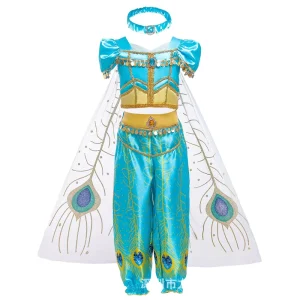 Kids Aladdin Princess Jasmine Cosplay Costume Dress for Girls in Polyester