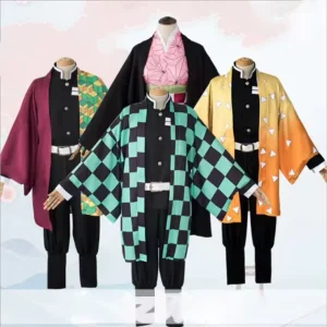Kids Anime Japanese Samurai Halloween Costume Set Haori Jacket Uniform Kimono Pants Belt Cosplay Party Role Play Outfit