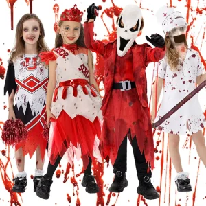 Kids Bloody Queen Horror Cheerleader Zombie Nurse Costume
