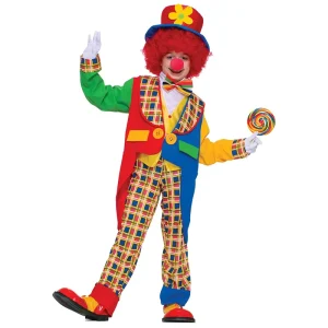 Kids Clown Carnival Costume Polyester Suit with Jacket, Pants, and Hat for Halloween Party Cosplay