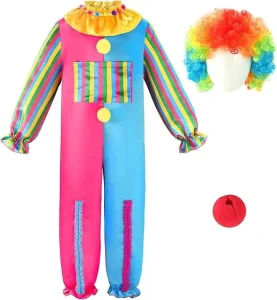Kids Clown Circus Costume for Halloween, Cosplay, and Performance