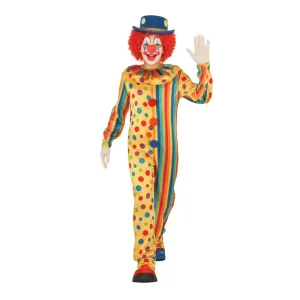 Kids Clown Costume Colorful Dot and Stripe Jumpsuit for Stage Performance and Carnival