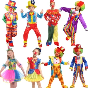 Kids Clown Costume for Halloween Carnival School Performance Cosplay