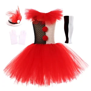 Kids Clown Girl Tutu Dress for Performance and Cosplay