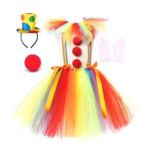 Kids’ Clown Tutu Dress Costume for Girls, Polyester, TV and Movie Cosplay