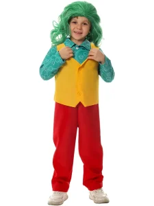 Kids Crazy Clown Costume Dark Villain Cosplay Outfit for Halloween and Stage Performance