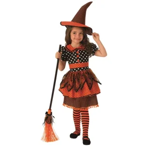 Kids Cute Witch Dress Halloween Girl Witch Costume With Hat