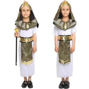 Kids Egyptian Pharaoh Costume, White Gold