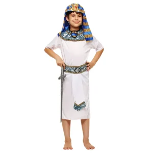 Kids’ Egyptian Pharaoh Prince Costume White Jumpsuit with Headband