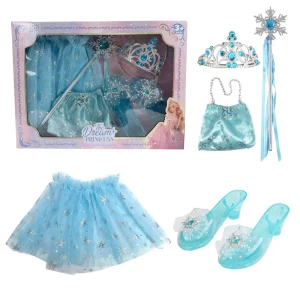 Kids Girls Princess Fairy Costume Tutu Skirt Wings Crown Magic Wand Shoes Dress-Up Party Cosplay Set