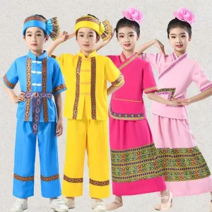 Kids Girls’ and Boys’ Southeast Asian Traditional Costume with Headpiece