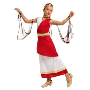 Kids Greek Goddess Athena Costume Dress Kids Girls Halloween Historical Roman Empress Outfit