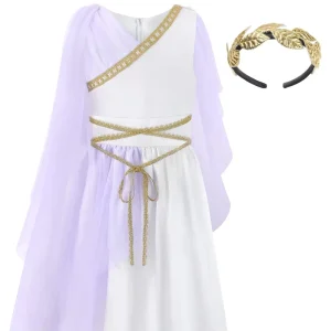 Kids Greek Goddess Costume for Girls with Headband