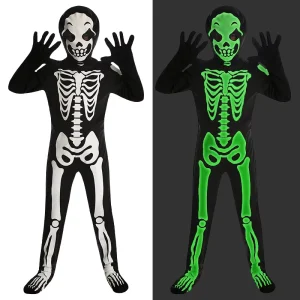 Kids Green Skeleton Ghost Gothic One-Piece Costume for Girls