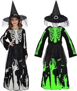 Kids Grim Reaper Costume with Glow-in-the-Dark Scythe, Hooded Robe, and Belt